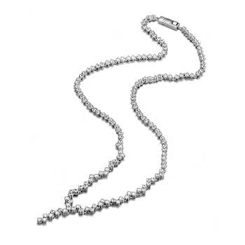 Princess-Cut CZ Zigzag Chain Necklace In Sterling Silver