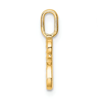 14K Yellow Gold Diamond Letter R Initial Pendant