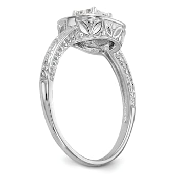 Rhodium Over 14K White Gold Diamond Cluster Engagement Ring 0.22ctw