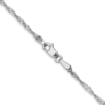 14K White Gold 1.7mm Singapore Chain Bracelet