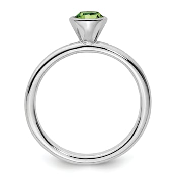 Sterling Silver Stackable Expressions High 5mm Green Crystal Ring
