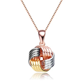Knot Pendant Necklace In 18K Rose Gold Over Sterling Silver