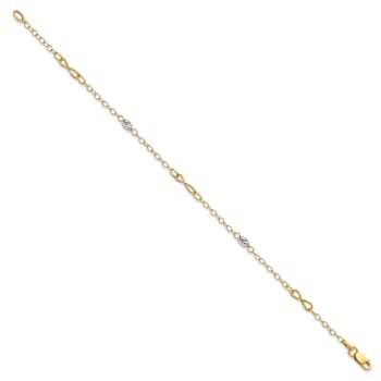 14K Two-tone Gold Polished and Diamond-Cut 3mm Fancy Link Bracelet