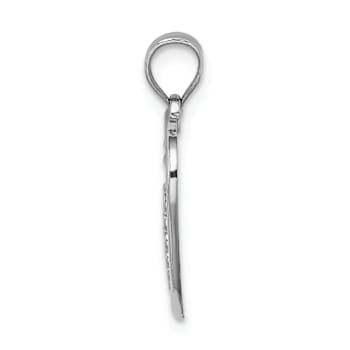 Rhodium Over 14k White Gold Polished and Textured Medical Heart Pendant