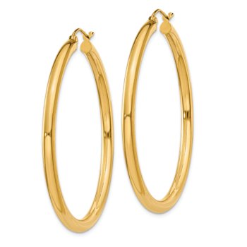 14k Yellow Gold 1 3/4" Polished Tube Hoop Earrings