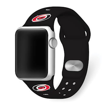 Gametime NHL Carolina Hurricanes Black Silicone Apple Watch Band
(38/40mm M/L). Watch not included.