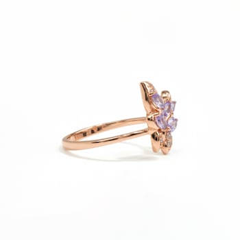 Purple Amethyst White Topaz 14K Rose Gold Over Sterling Silver Ring