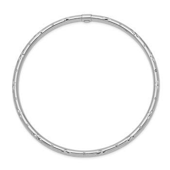 Rhodium Over 14k White Gold Polished Diamond-Cut 3mm Slip-on Bangle