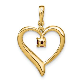 14k Yellow Gold Garnet and Diamond Heart Pendant
