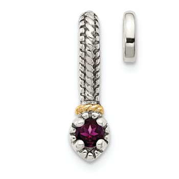 Rhodium Over Sterling Silver Antiqued with 14k Accent Rhodolite Garnet
Chain Slide Pendant