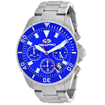 Seapro Men's Scuba 200 Chrono Blue Dial, Stainless Steel Watch