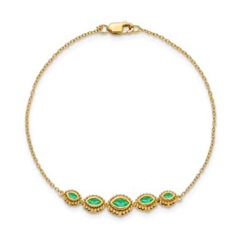 14k Yellow Gold Marquise Emerald Bracelet