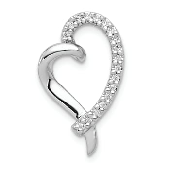 Rhodium Over 14k White Gold Diamond Heart Chain Slide
