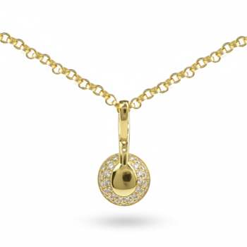 Natural Yellow Citirine 14 K Gold Round Shape Over Sterling Silver
Pendant with Chain