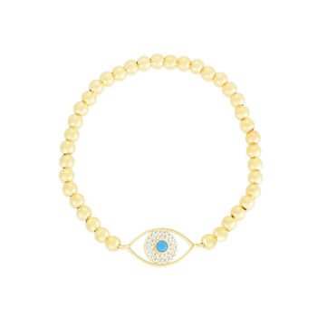 Sterling Statements 14K Yellow Gold Over Sterling Lab Turquoise and CZ
Evil Eye Stretch Bracelet
