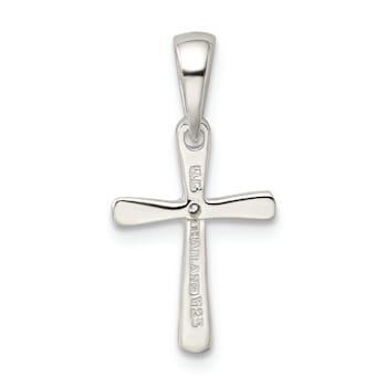Rhodium Over Sterling Silver Cubic Zirconia Cross Pendant