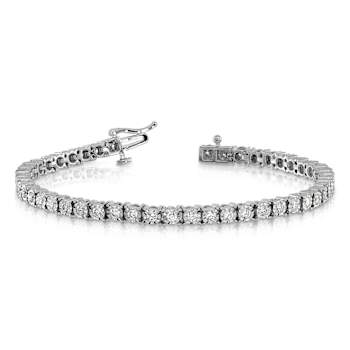 Rhodium Over 10k White Gold Illusion Setting Diamond Bracelet