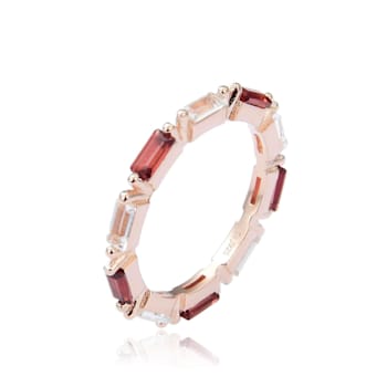Baguette Garnet and White Topaz 14K Rose Gold Over Sterling Silver
Eternity Band Ring