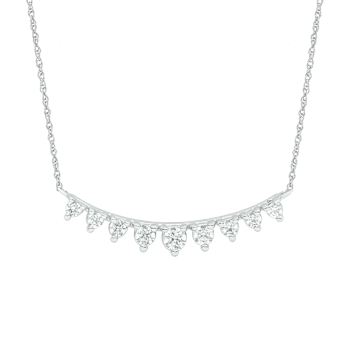 Diamond Bar Necklace In 10K White Gold 0.20ctw