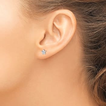 Rhodium Over Sterling Silver Star Children's Post Earrings