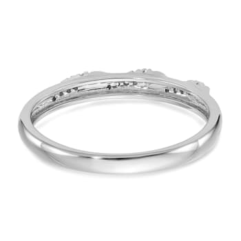 Rhodium Over 14K White Gold Diamond Trio Ladies Wedding Band 0.07ctw