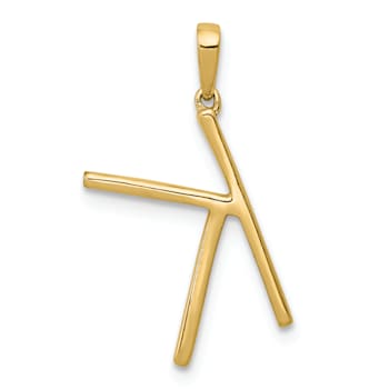14K Yellow Gold Diamond Letter K Initial Pendant