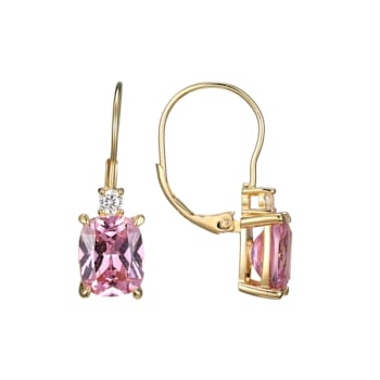 Pink and White Cubic Zirconia 18K Yellow Gold Plated Sterling Silver
Earrings 9.89ctw