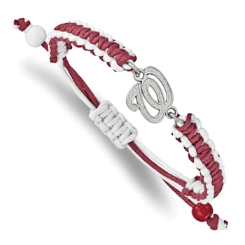 Stainless Steel MLB LogoArt Washington Nationals Adjustable Cord Bracelet