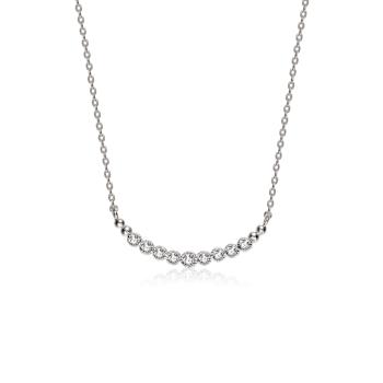 CZ Bar Necklace In Sterling Silver 16 Inch