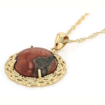 Peanut Obsidian Round Solitaire Pendant Necklace In 18K Gold Over
Sterling Silver 16mm