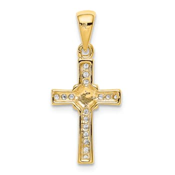 14K Yellow Gold 1/6ct. Diamond Latin Cross Pendant