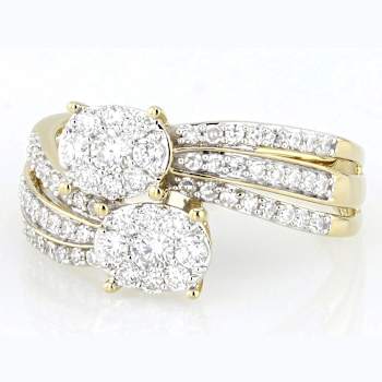 Cluster Bypass Lab-Grown Diamond Ring 0.75ctw In 14K Gold Over Sterling Silver