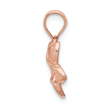 14k Rose Gold Polished and Textured Mini Plumeria Pendant