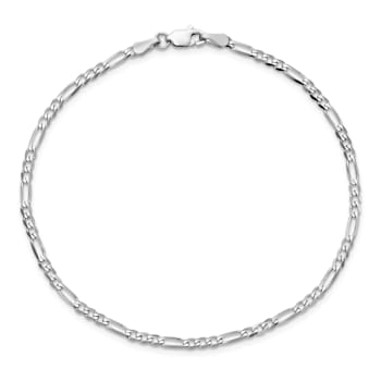 14K White Gold 2.25mm Flat Figaro Chain Bracelet