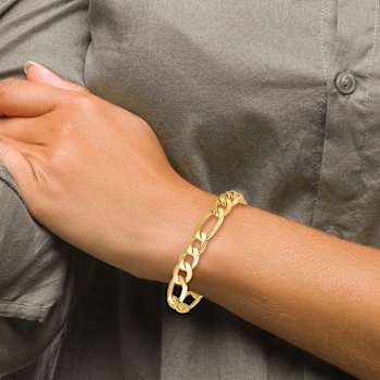 10k Yellow Gold 10mm Flat Figaro Link Bracelet