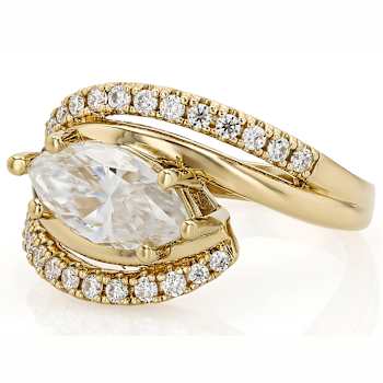 Moissanite Marquise And Round Bypass Ring In 14K Gold Over Sterling
Silver 2.44ctw DEW