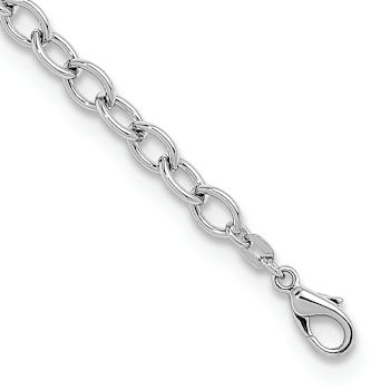 Rhodium Over Sterling Silver 6mm Oval Link 8 inch Bracelet