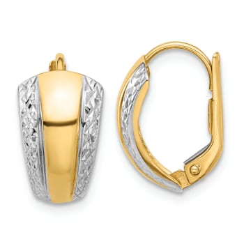 14k Yellow Gold and Rhodium Over 14k Yellow Gold Polished and
Diamond-cut Dangle Earrings