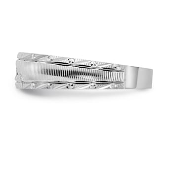 Rhodium Over 14K White Gold AA Quality Trio Mens Wedding Band
