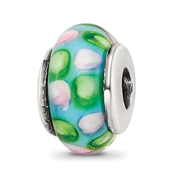 Sterling Silver Blue Hand-blown Glass Bead