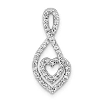 Rhodium Over 14k White Gold Diamond Fancy Heart Infinity Chain Slide Pendant