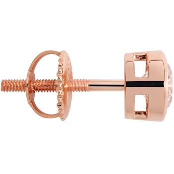 White Cubic Zirconia 14k Rose Gold Studs With Velvet Gift Box 1.00ctw