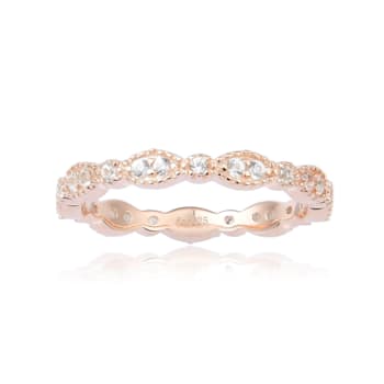White Sapphire 14K Rose Gold Over Sterling Silver Eternity Band Ring, 0.27ctw