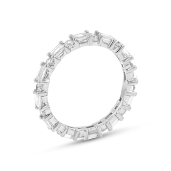 14K White Gold Round and Baguette Diamond Eternity Ring 1.50ctw