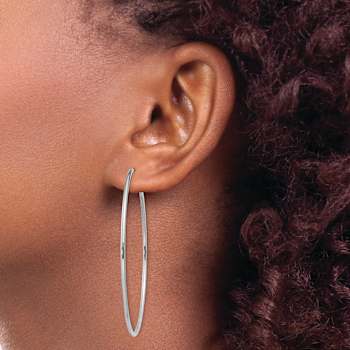 Rhodium Over 14k White Gold Polished 2 3/16" Endless Hoop Earrings