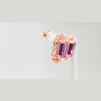 Amethyst and CZ 4.51 Ctw Octagon 18K Rose Gold Over Sterling Silver
Center Design Earrings Jewelry