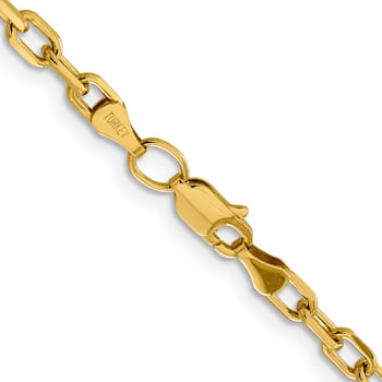 14K Yellow Gold 3.7mm Semi-solid Diamond-cut Open Link Cable Chain Necklace