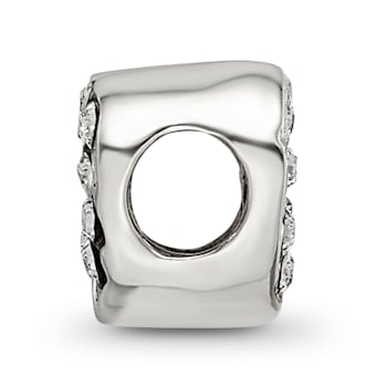 Sterling Silver Cut-out Heart and Preciosa Crystal Bead