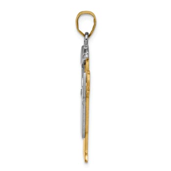 14k Yellow Gold and 14k White Gold Satin Boy with Cap on Left Diamond Pendant
