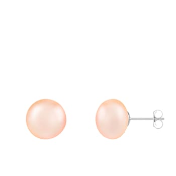 14k White Gold 10-11mm Pink Freshwater Pearl Stud Earrings